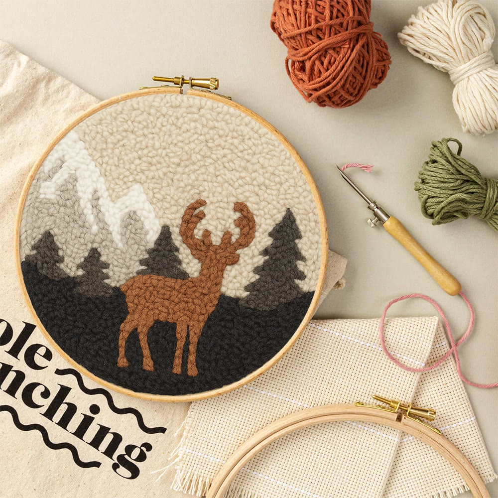  Lonely Deer Punch Needle Kit - Animal Hoop Art | Beginner Needle Craft  - image 9