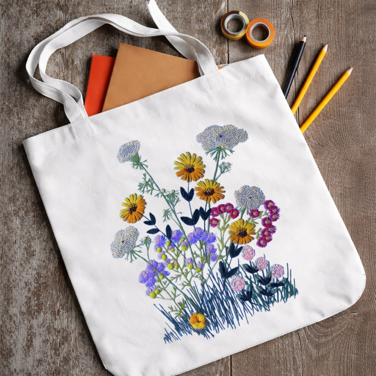 Rubbyoo Embroidery Tote Bag Kit - Spring Wildflower| Colorful Floral Artwork | Accessories Bag For Beginners - image 8