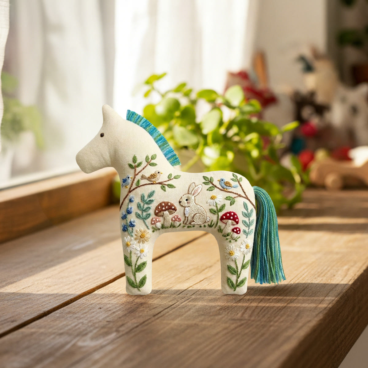 Rubbyoo Dala Horse Embroidery Kit - Forest Mushroom And Bunny  | Cute Handmade Craft | Nursery Hanging Decor - image 6
