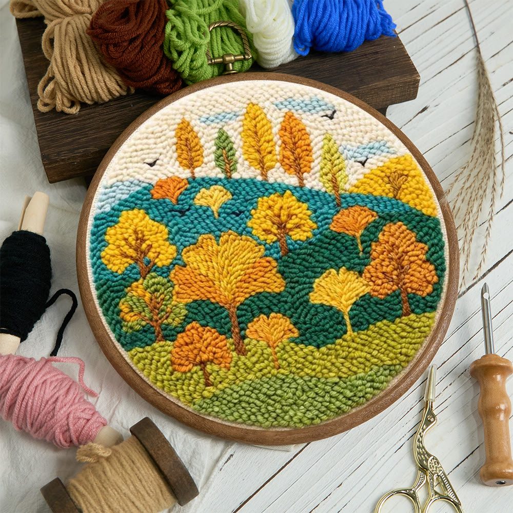 Autumnal Colorful Woods Punch Needle Kit – Easy Diy Creation | Delightful Art Gift - image 11