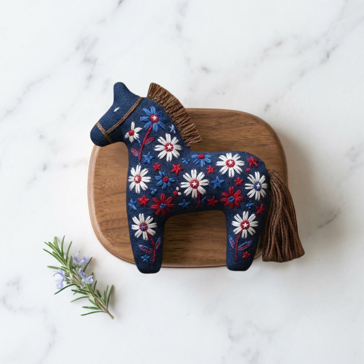 Rubbyoo Dala Horse Embroidery Kit - Daisy Blossom | Colorful Botanical Illustration| Distinctive Desktop  Accessory - image 3