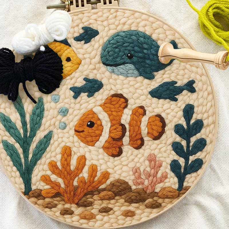 Clownfish Punch Needle Kit - Lovely Animal Craft | Diy Wall Hanging Art - image 6