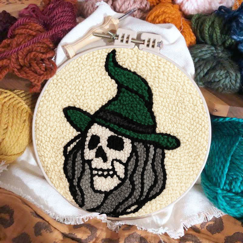 Spooky Wizard Punch Needle Kit - Halloween Skeleton Art | Nice Craft For Home Decor - image 7