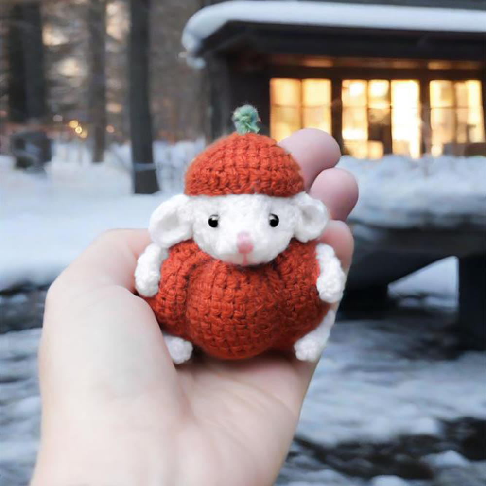 Diy Handmade Mouse In Pumpkin Crochet Kit - Creative Animal Doll | Diy Stylish Key Chain  - image 3
