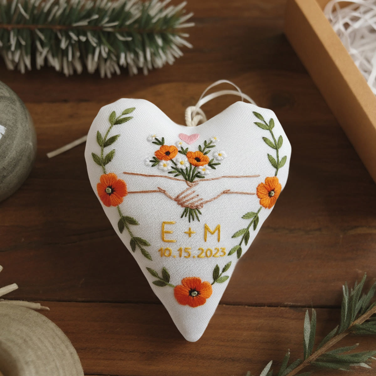 Rubbyoo Heart Embroidery Kit - To Hold Your Hand | Handmade Wedding Craft |  Hanging Gift For Couple  - image 5