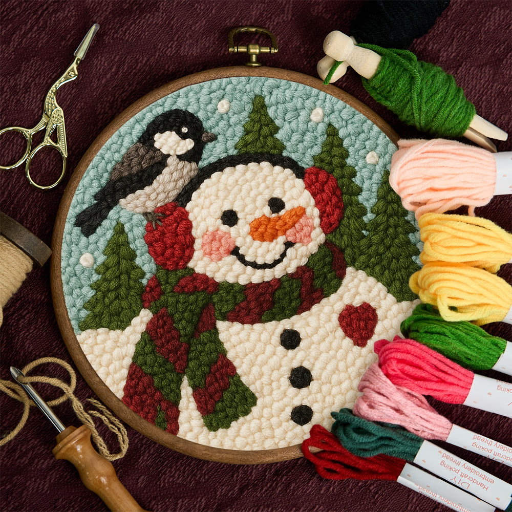 Winter Snowman Punch Needle Kit – Handcrafted Art | Cozy Seasonal Decor  - image 9
