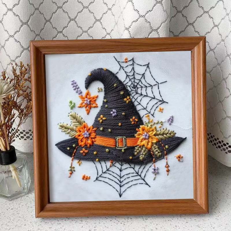 Rubbyoo Embroidery Kit - Spider Wizard Hat | Decorative Halloween Craft | Spooky Halloween Gifts - Embroidery Kit Plus An Extra Frame - image 10