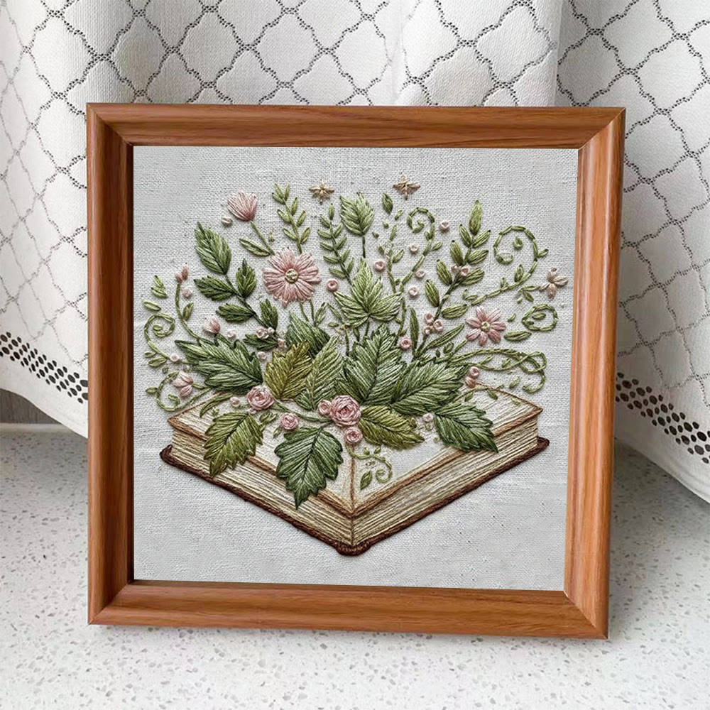 Rubbyoo Embroidery Kit - Botanical Book Garden | Literary Diy | Thoughtful Present - Embroidery Kit Plus An Extra Frame - image 10