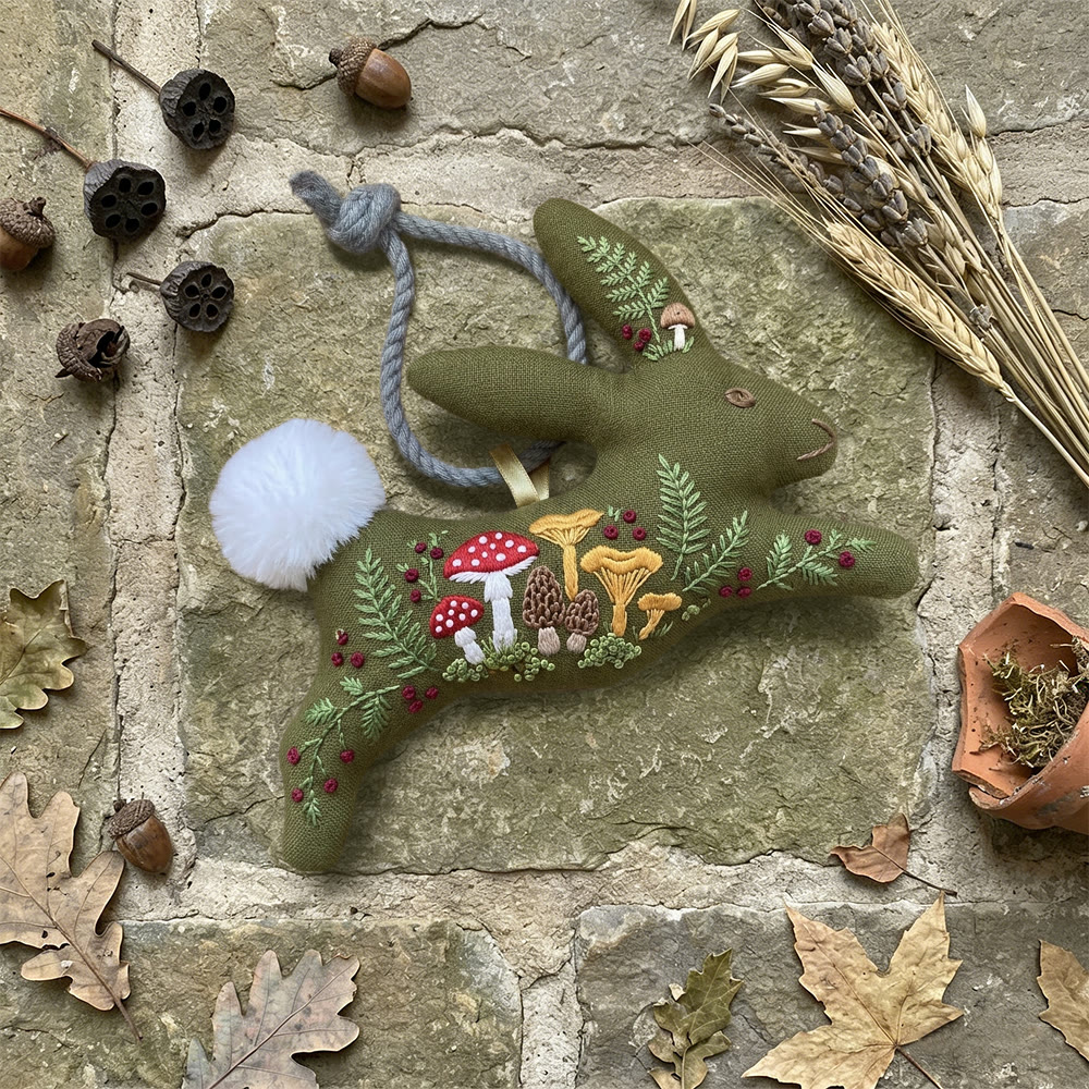 Rubbyoo Rabbit Embroidery Kit - Mushroom | Botanical Handmade Craft | Diy Rabbit Ornaments - image 6