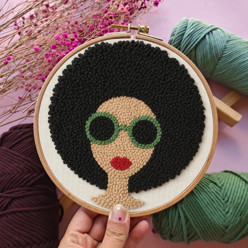 Fashionable Woman Punch Needle Kit - Needle Craft  For Beginners | Diy Wall Hanging - image 4