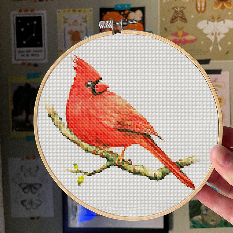  Cross Stitch Kit - Red Cardinal | Handmade Christmas Ornaments | Easy Bird Needlepoint  - image 3