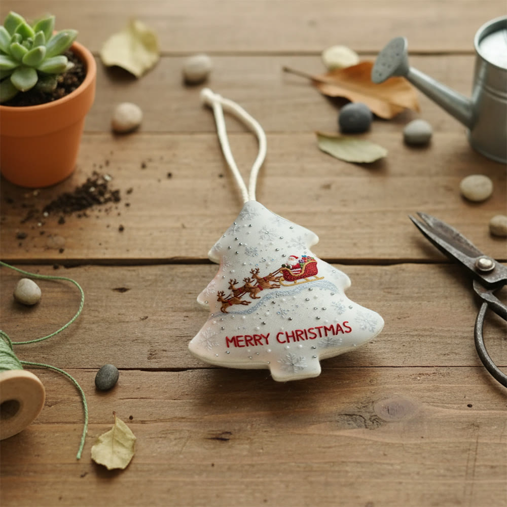 Rubbyoo Tree-shaped Embroidery Kit - Santa’s Sleigh Ride | Whimsical Embroidery Design | Heartwarming Christmas Keepsake - image 5