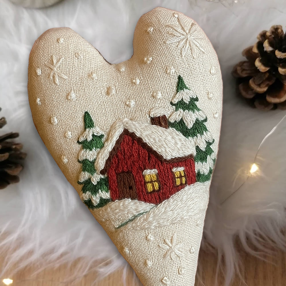 Rubbyoo Heart Embroidery Kit - Winter Red House | Home Decoration | Nice Gift For Friend - image 5