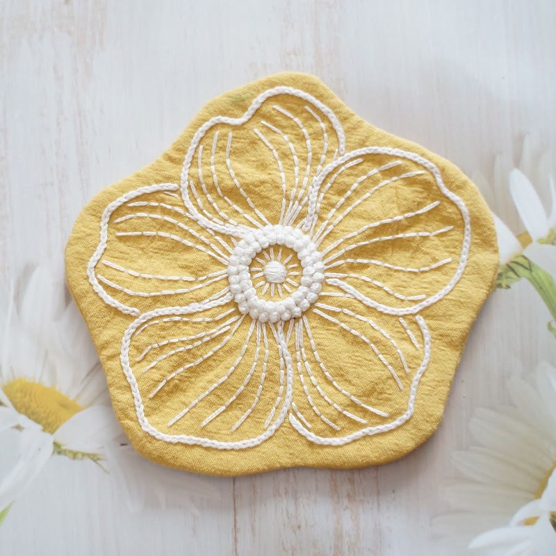 Embroidery Flower Coasters Kit | Creative Desk Decoration | Nice Handmade Gift | Diy Cup Mat - Flower D - image 10