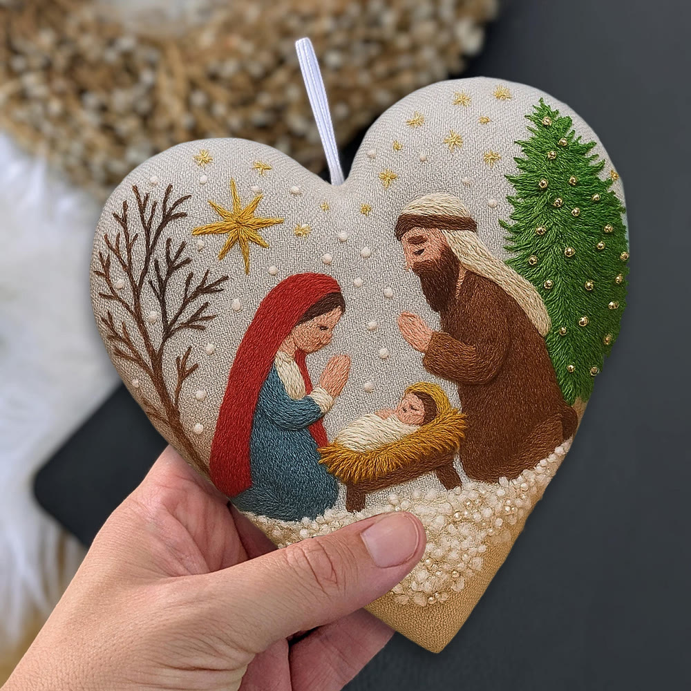Rubbyoo Heart Embroidery Kit - Christmas Prayer | Handmade Needle Artwork | Diy Christmas Tree Decor  - image 4