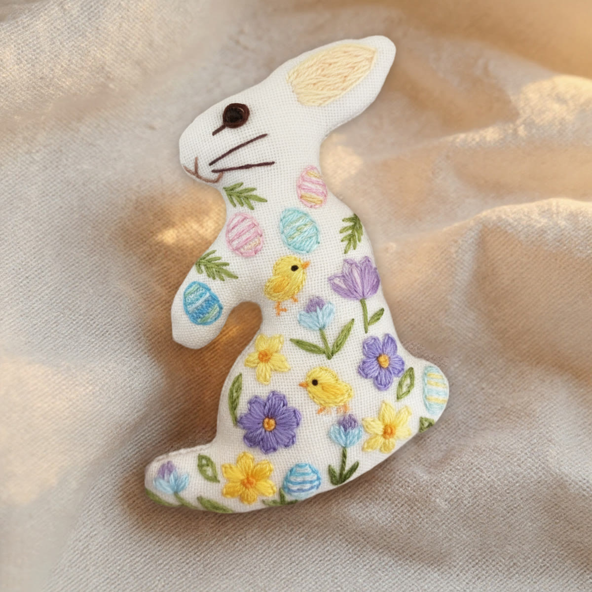 Rubbyoo Rabbit Embroidery Kit - Happy Chicks | Easter Animal Artwork | Holiday Wall Hanging  - image 6