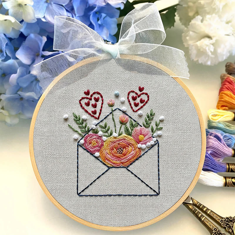 Rubbyoo Embroidery Kit - Love Envelope | Diy Needle Art Project | Nice For Desk Decor - image 4