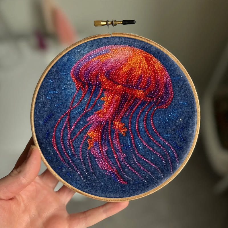 Rubbyoo Bead Embroidery Kit - Glowing Jellyfish | Creative Handmade Gifts | Handicraft For Beginners - image 8