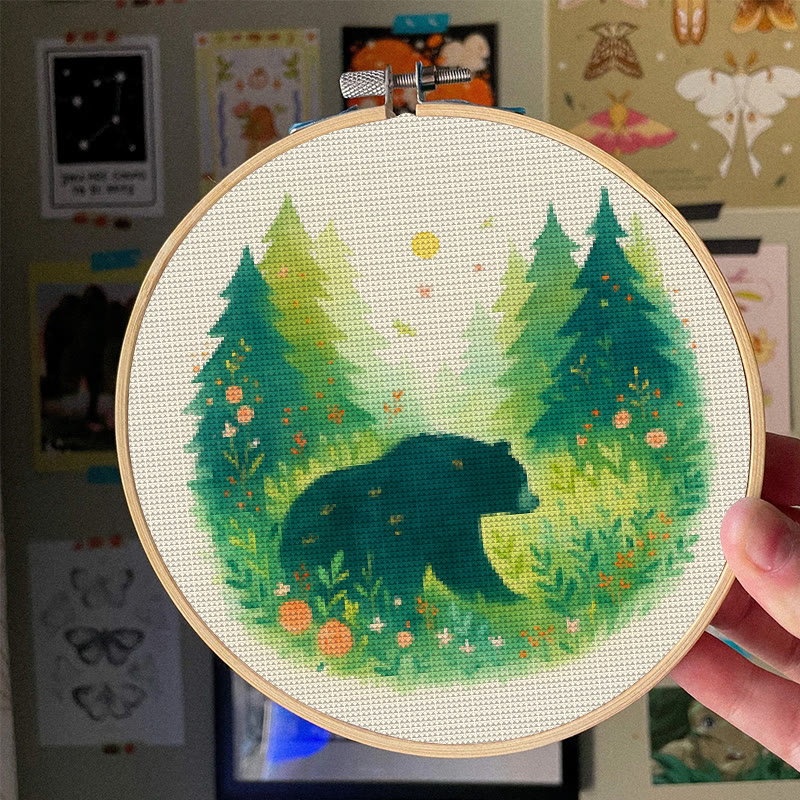  Cross Stitch Kit - Bear In The Forest | Unique Sewing Collection | Charming Landscape Craft  - image 3