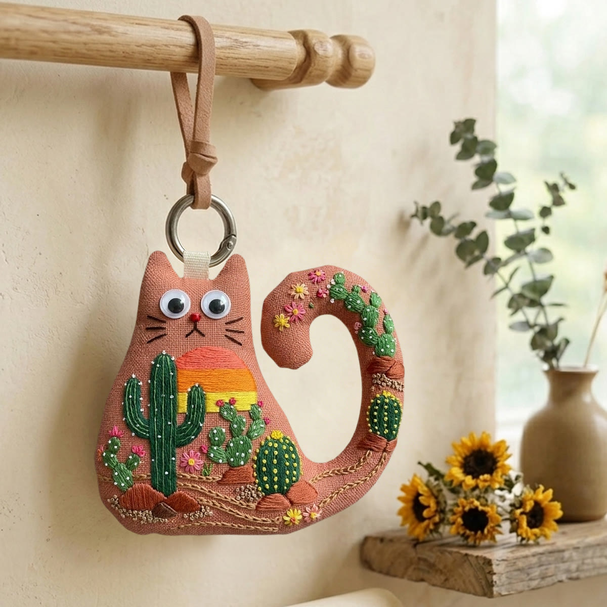 Rubbyoo Cat Embroidery Kit - Saguaro Cactus | Diy Birthday Gift | Summer Bag Decor - image 4