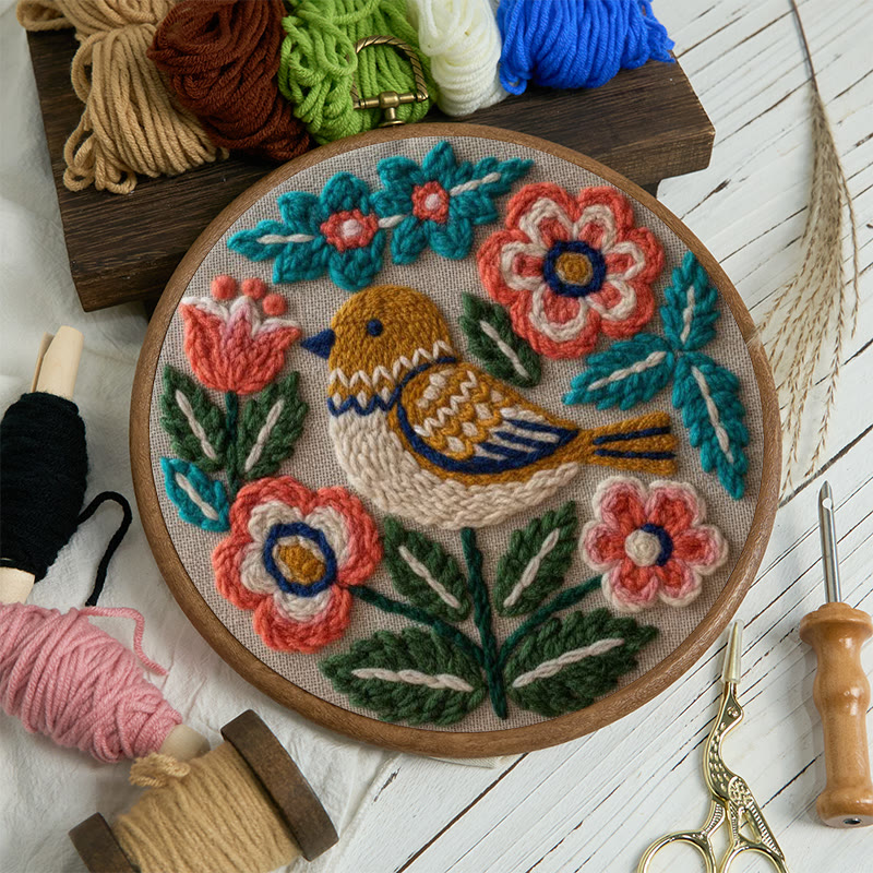 Bohemian Bird And Floral Punch Needle Kit - Effortless Craft | Vibrant Home Accent - image 9