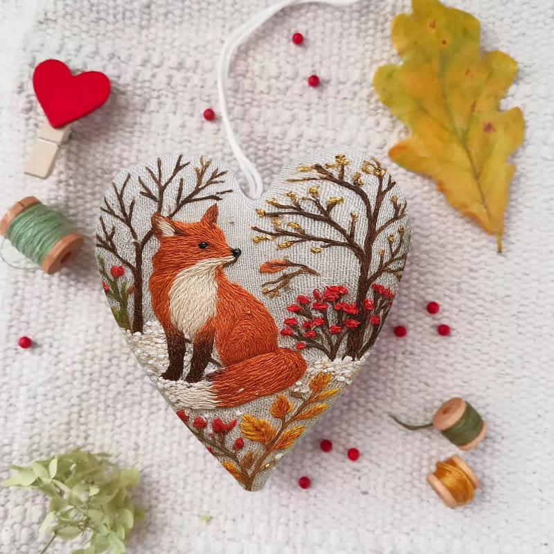 Rubbyoo Heart Embroidery Kit - Winter Fox | Diy Animal Craft | Unique Car Hanging Decor - image 3