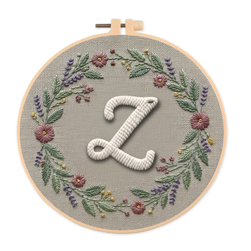 Rubbyoo Embroidery Kit - Alphabet Floral Wreath | 26 Letter Handmade Craft | Diy Wall Hanging Decoration - Z - 20*20cm - image 35