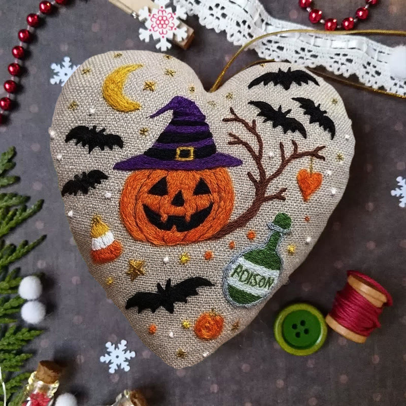 Rubbyoo Heart Embroidery Kit - Spooky Pumpkin | Diy Halloween Ornament |  Handmade Gift For Halloween - image 5