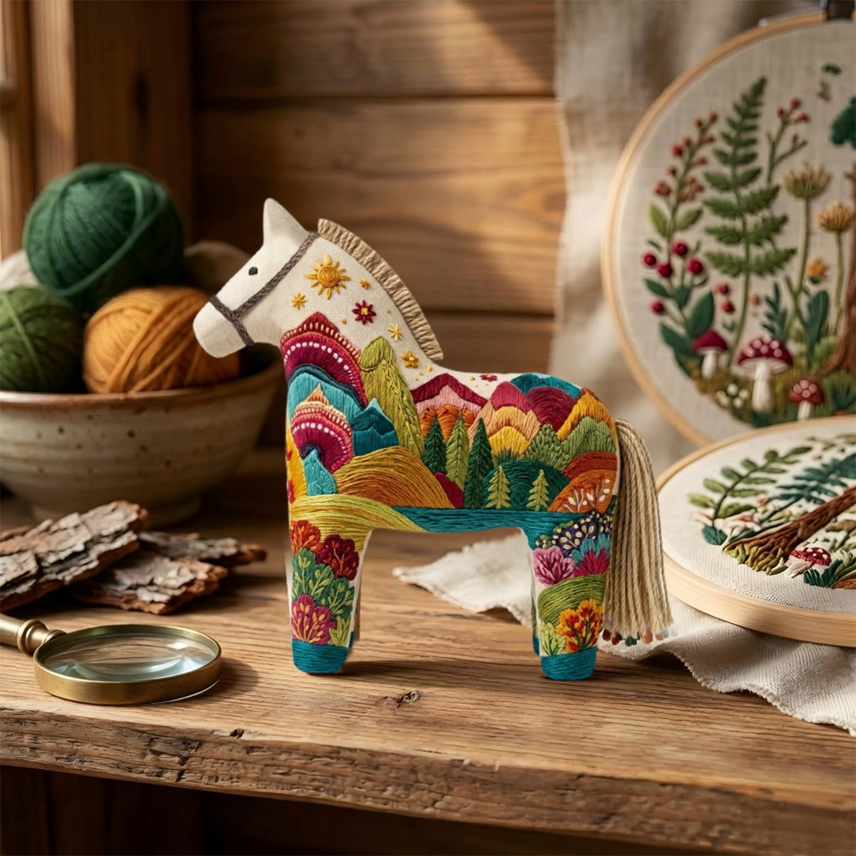 Rubbyoo Dala Horse Embroidery Kit - Rainbow Mountain Range | Creative Birthday Gift For Her | Whimsical Diy Handmade Hanging Ornament - image 6