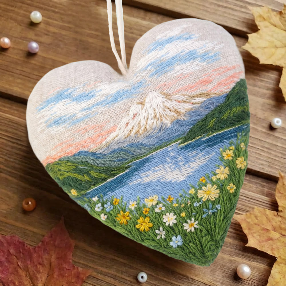 Rubbyoo Heart Embroidery Kit - Mountain Lake Landscape | Exquisite Handmade Decor | Thoughtful Gift Option - image 8
