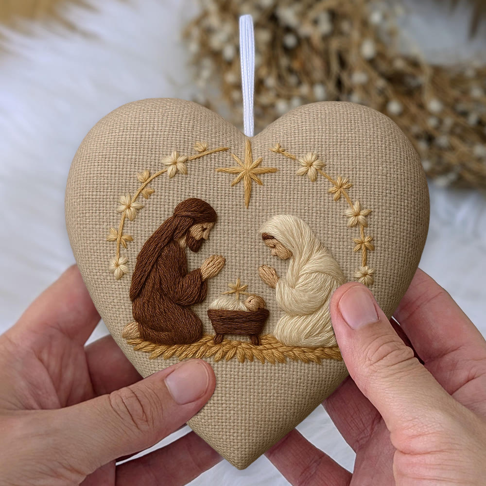 Rubbyoo Heart Embroidery Kit - Nativity Scene | Christmas Hanging Craft | Unique Handmade Art - image 4