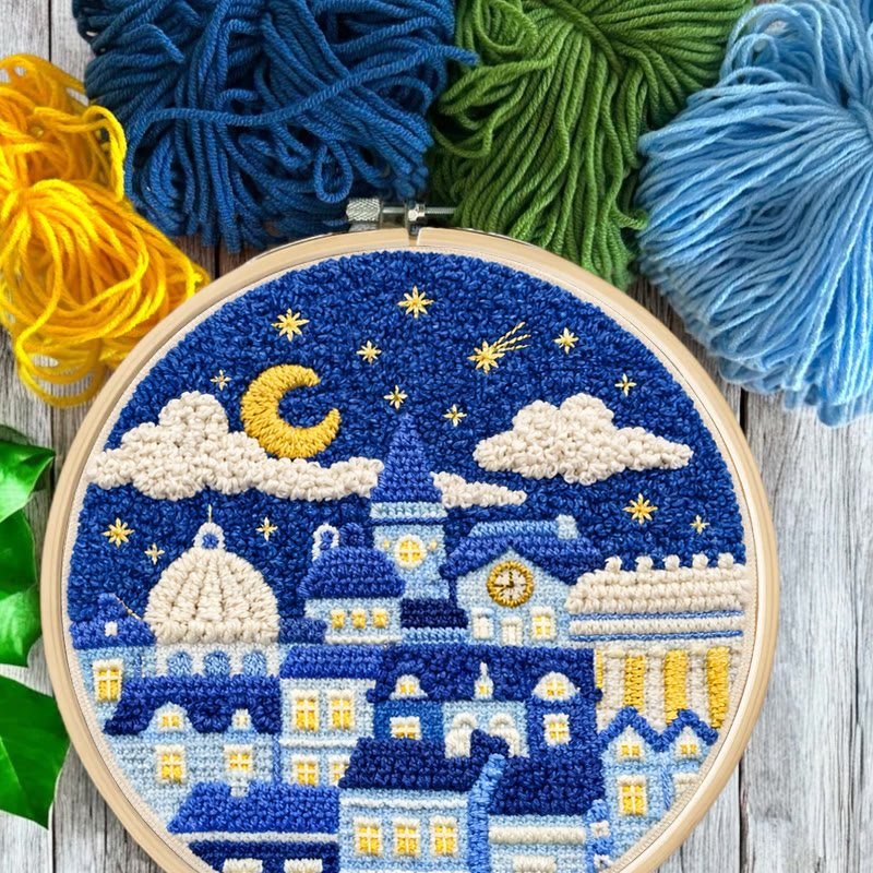 Starry Night Townscape Punch Needle Kit – Fun Handcraft Diy | Cozy Home Decor - image 10