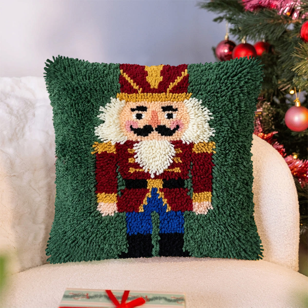 Rubbyoo Latch Hook Pillow Kit - Nutcracker Soldier | Holiday Decorative Craft | Diy Pillow Cover  - image 4