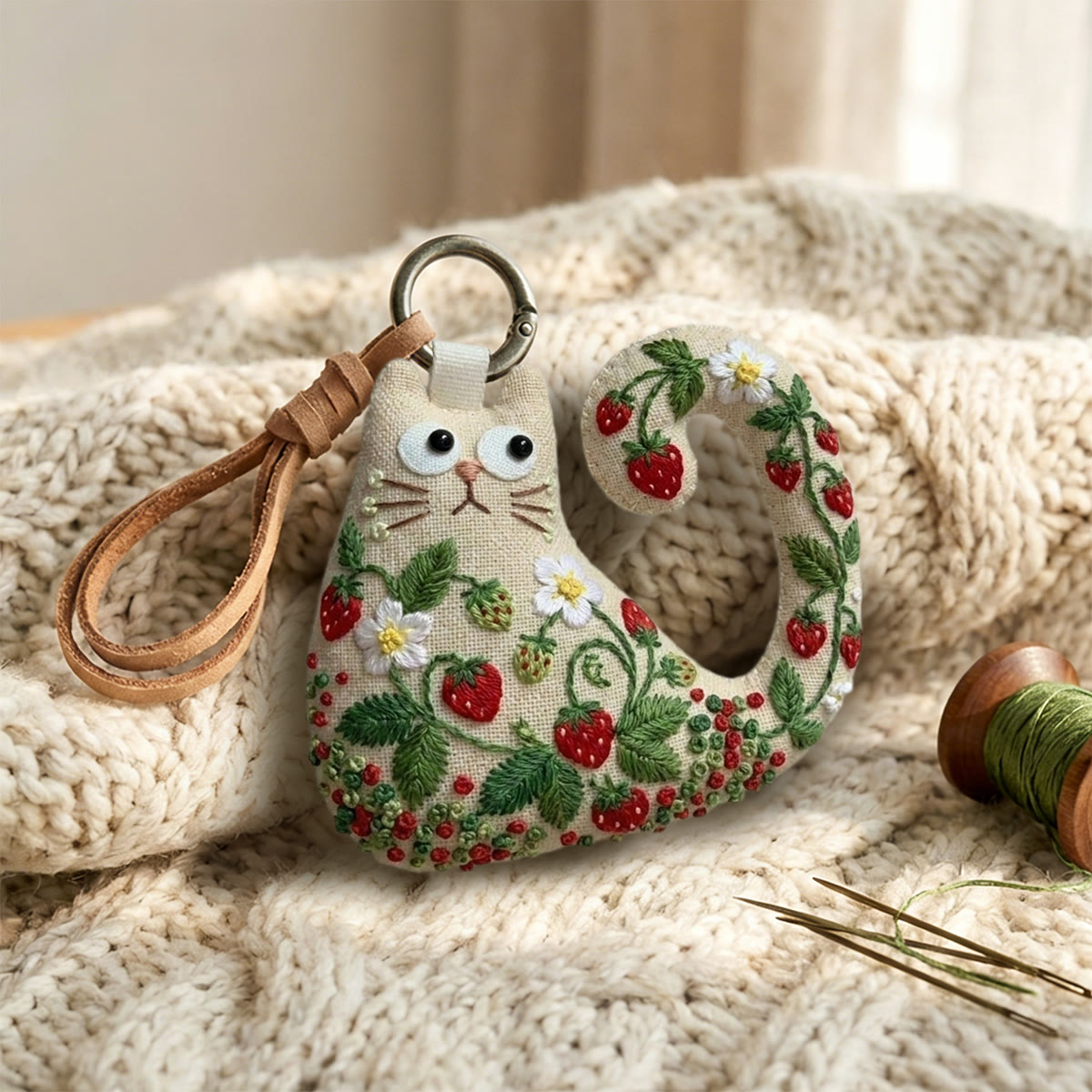 Rubbyoo Cat Embroidery Kit - Wild Strawberry Vine | Whimsical And Sweet Gift | Summer Bag Decor  - image 9