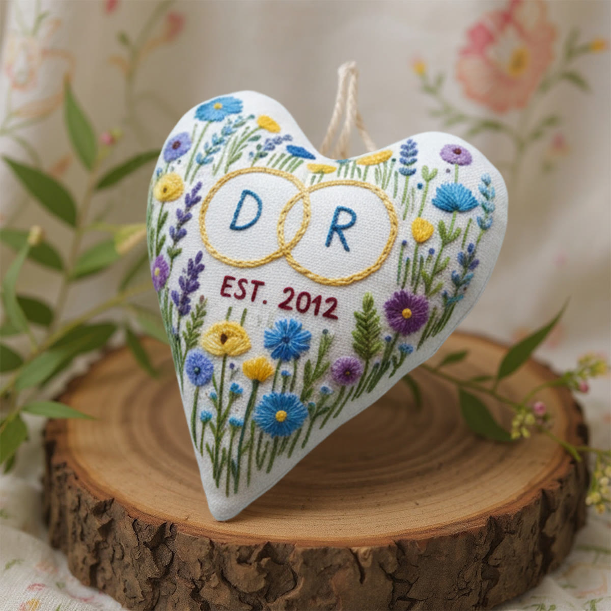 Rubbyoo Heart Embroidery Kit - Monogram With Established Date Floral | Tender Handstitched Diy | Milestone Gifting Pick - image 4