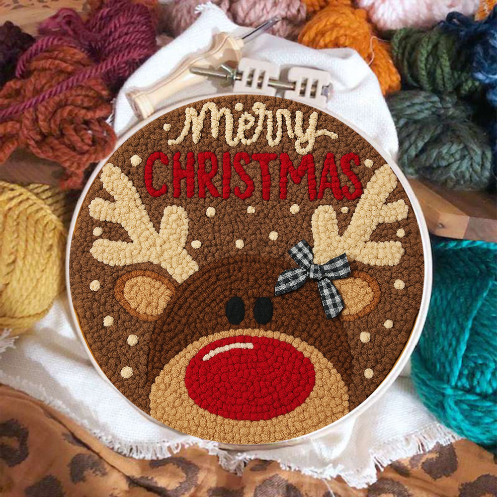  Christmas Reindeer Punch Needle Kit - Diy Christmas Coaster | Unique Housewarming Handicraft - image 4