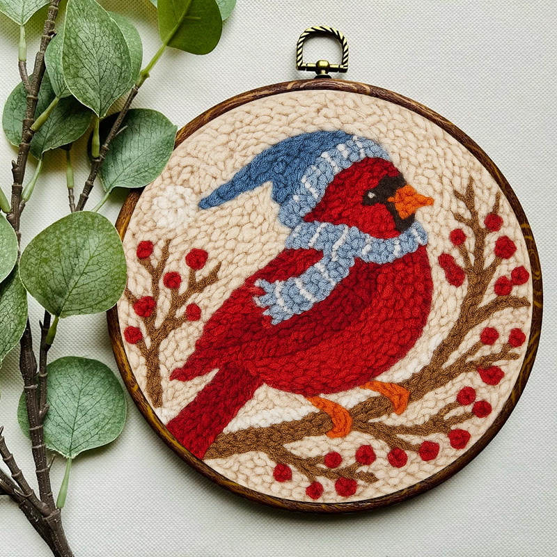 Winter Cardinal Bird Punch Needle Kit - Christmas Gift For Craft Lover | Holiday Home Decor  - image 10