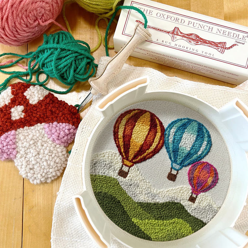 Vibrant Hot Air Balloon Landscape Punch Needle Kit – Cozy Indoor Decor Piece | Delightful Handmade Craft - image 9