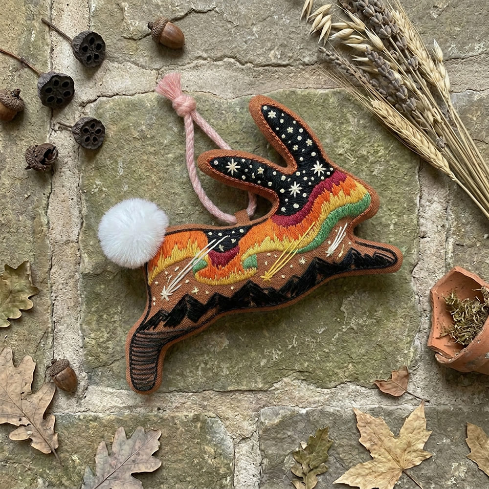 Rubbyoo Rabbit Embroidery Kit - Magical View | Whimsical Micro-Landscape Pattern | Mystical Boho Style Bag Charm - image 6