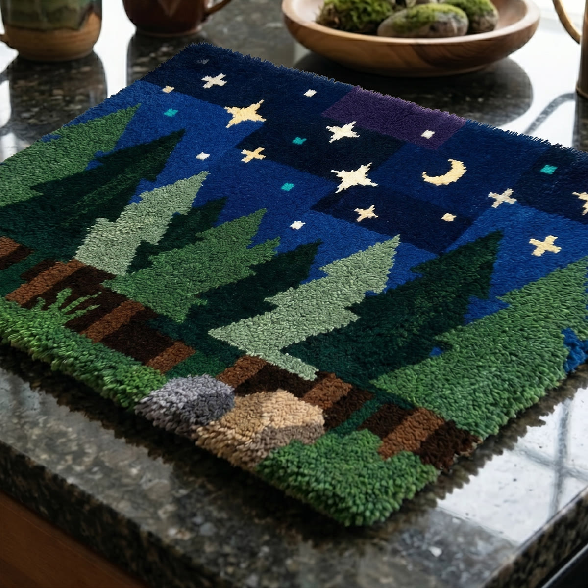 Rubbyoo Latch Hook Rug Kit - Starry Night Scene | Handmade Shag Forest Floor Mat | Unique Housewarming Gift - image 9