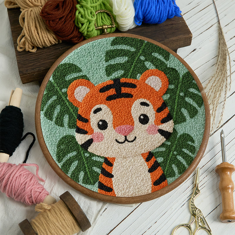 Tropical Tiger Cub Punch Needle Kit - Beginner Friendly Craft | Playful Home Accent - image 12