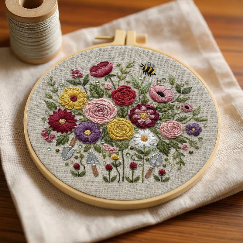 Rubbyoo Embroidery Kit - Fantastic Flower | Floral Room Ornament | Handmade Birthday Gifts - image 3