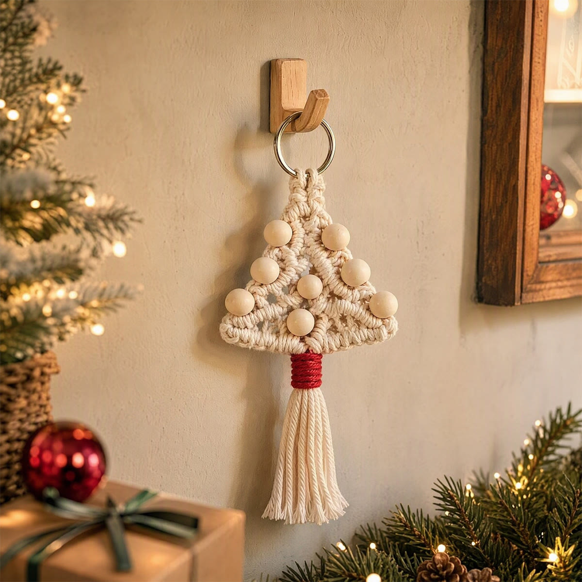 Rubbyoo Boho Macrame Christmas Ornament – Handmade Xmas Tree Wall Accent | Charming Holiday Housewarming Gift - White - image 5