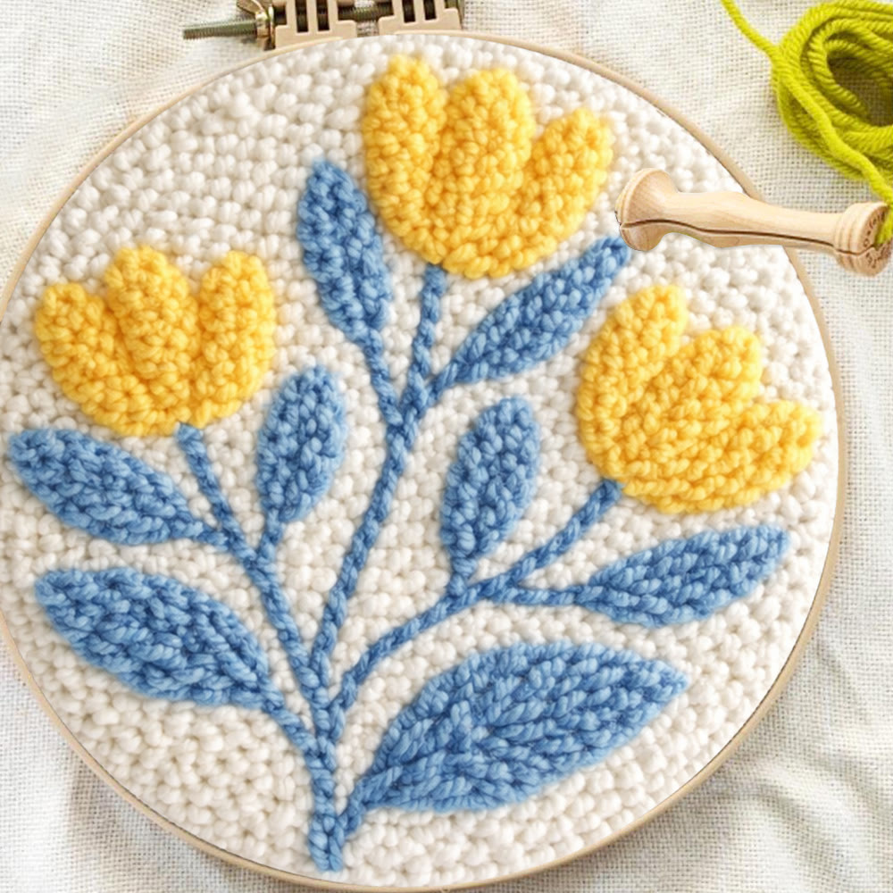Yellow Flower Punch Needle Kit - Diy Art Craft |  Aesthetic Yarn Ornament - image 8
