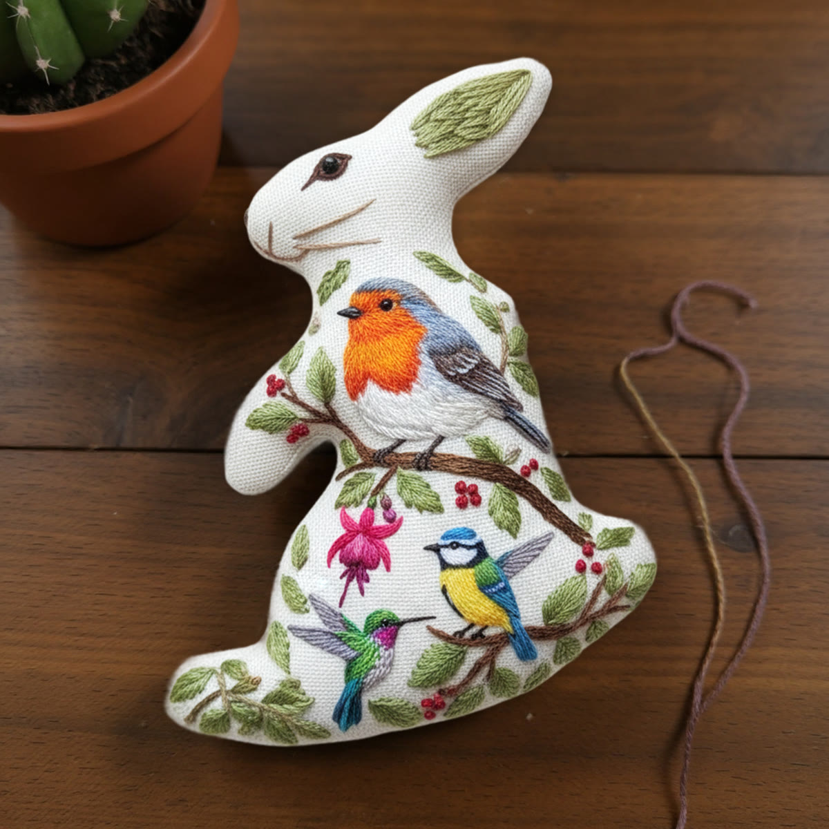 Rubbyoo Rabbit Embroidery Kit - Spring Bird |perfect Gift For Animal Lovers | Special Handmade Art - image 4