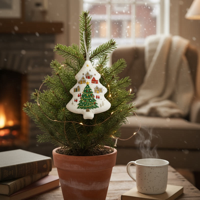 Rubbyoo Tree-shaped Embroidery Kit - Festive Town | Handmade Festive | Artisanal Xmas Accent - image 10