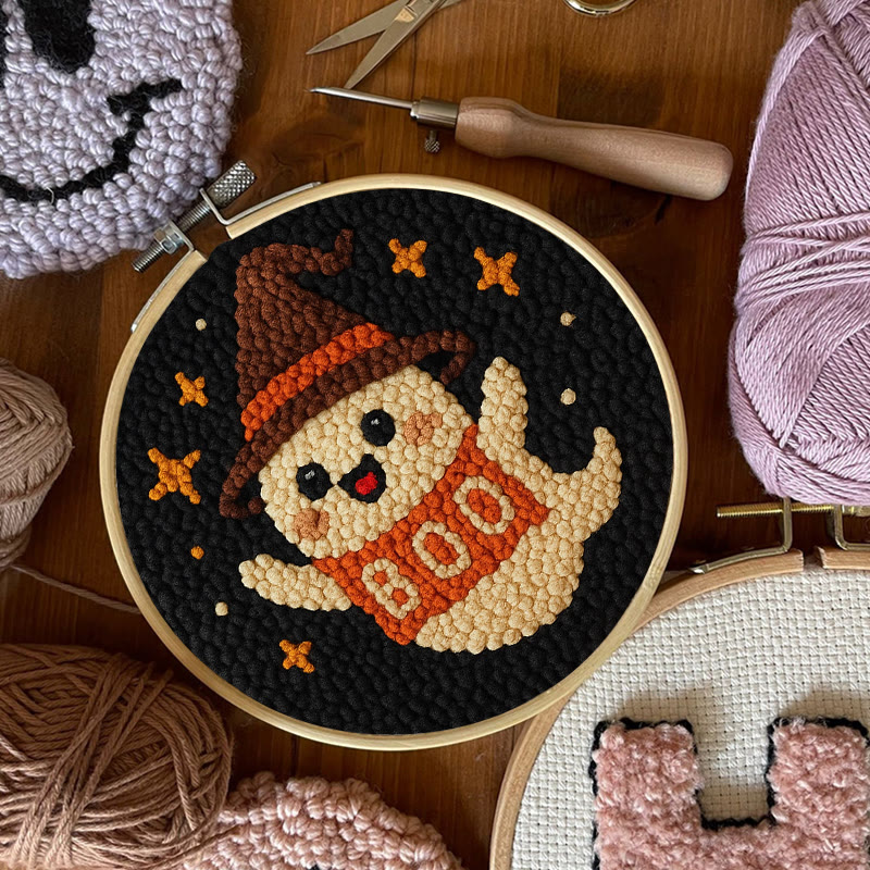 Happy Boo Punch Needle Kit - Cute Halloween Craft |  Beginner Stitching Pattern - image 9
