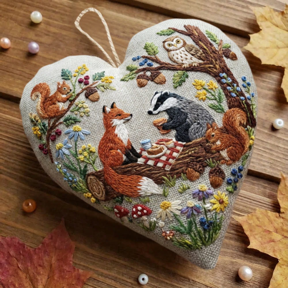 Rubbyoo Heart Embroidery Kit - Forest Picnic Animal | Playful Craft Project | Ideal Gathering Present - image 10