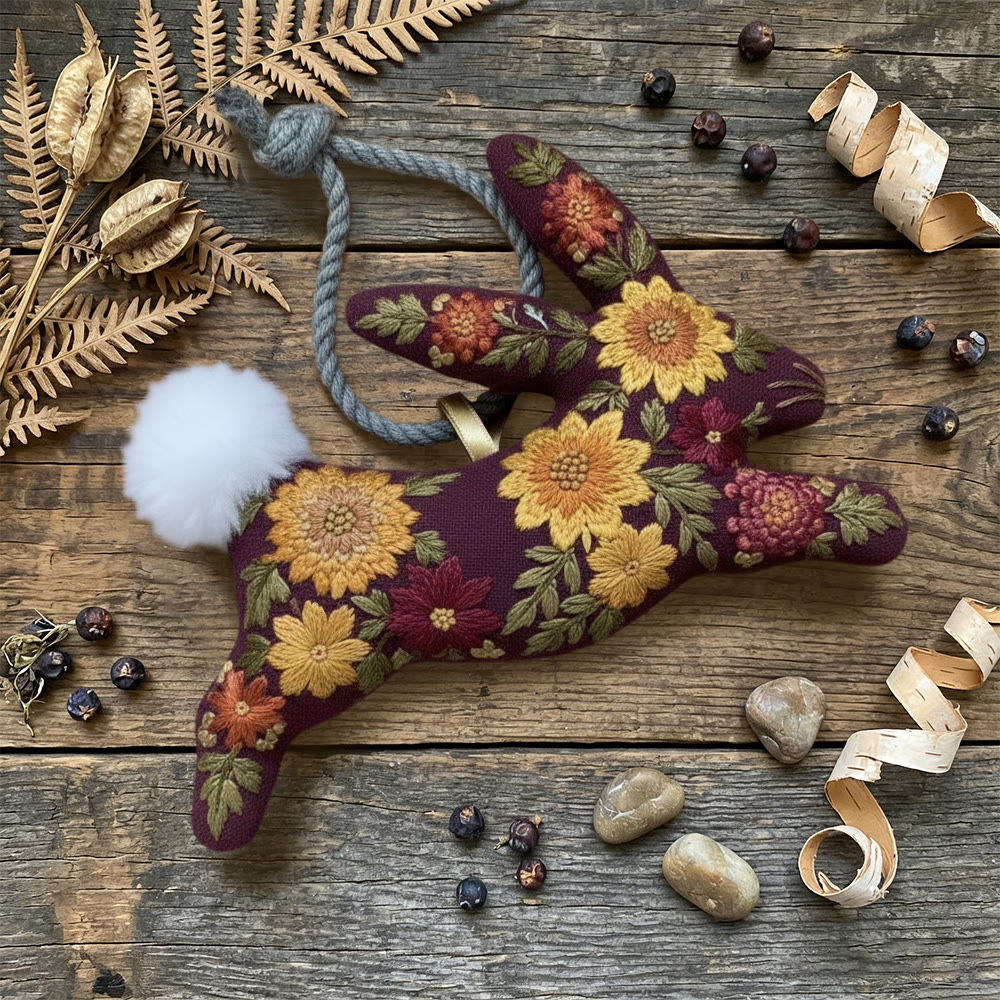 Rubbyoo Rabbit Embroidery Kit - Vibrant Flower | Creative Bunny Art | Nice Bagpack Ornament - image 3