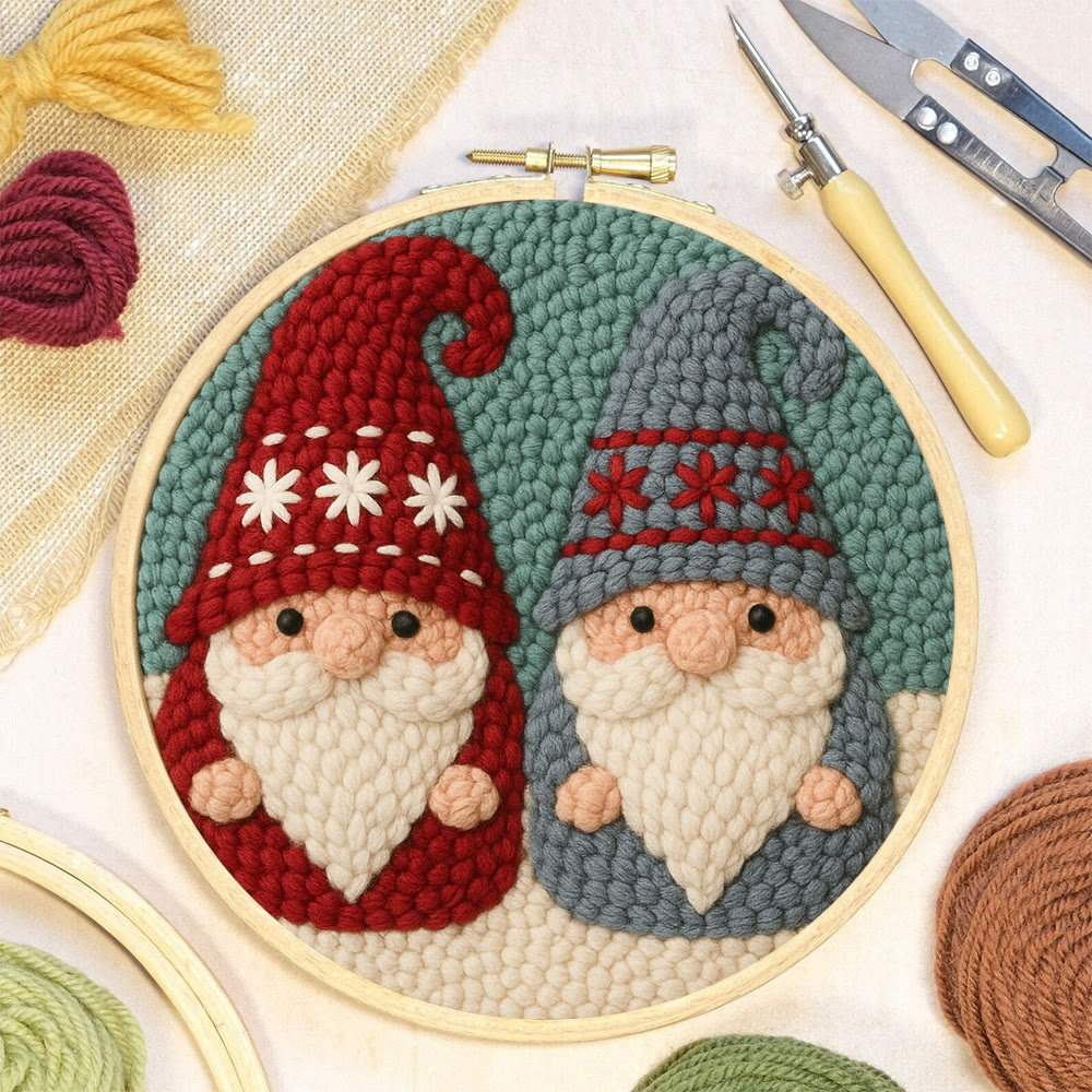 Dual Snowflake-embellished Gnome Punch Needle Kit – Go-to Gifting Selection | Delicate Wall Hanging Ornament - image 8